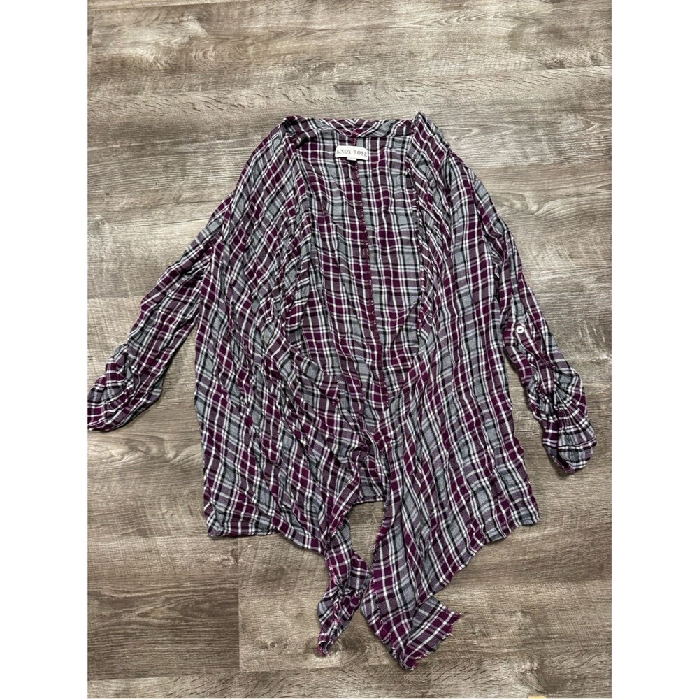 Knox Rose Plaid Open Front Cardigan Size Medium